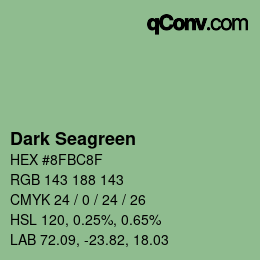 カラー名: Dark Seagreen HEX #8FBC8F | qconv.com