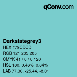 Nom de la couleur: Darkslategrey3 HEX #79CDCD | qconv.com