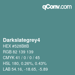 Nom de la couleur: Darkslategrey4 HEX #528B8B | qconv.com