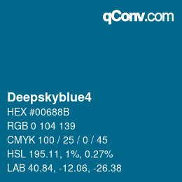 颜色名称: Deepskyblue4 HEX #00688B | qconv.com