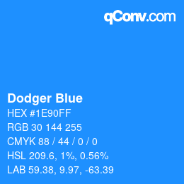 カラー名: Dodger Blue HEX #1E90FF | qconv.com
