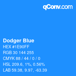 カラー名: Dodger Blue HEX #1E90FF | qconv.com