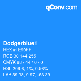 カラー名: Dodgerblue1 HEX #1E90FF | qconv.com