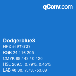 Nom de la couleur: Dodgerblue3 HEX #1874CD | qconv.com