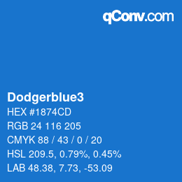 カラー名: Dodgerblue3 HEX #1874CD | qconv.com