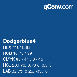 Farbname: Dodgerblue4 HEX #104E8B | qconv.com