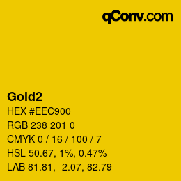 カラー名: Gold2 HEX #EEC900 | qconv.com