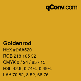 Nom de la couleur: Goldenrod HEX #DAA520 | qconv.com