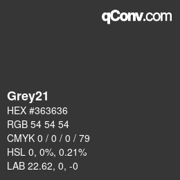 カラー名: Grey21 HEX #363636 | qconv.com