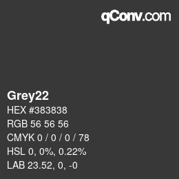 カラー名: Grey22 HEX #383838 | qconv.com