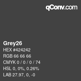 Nom de la couleur: Grey26 HEX #424242 | qconv.com