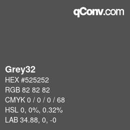 Nom de la couleur: Grey32 HEX #525252 | qconv.com