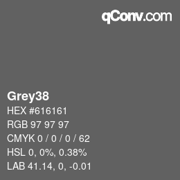 Nom de la couleur: Grey38 HEX #616161 | qconv.com