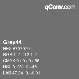 カラー名: Grey44 HEX #707070 | qconv.com