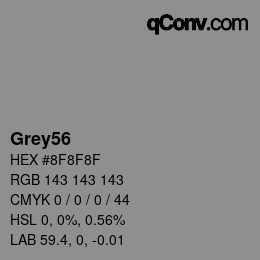 Nom de la couleur: Grey56 HEX #8F8F8F | qconv.com