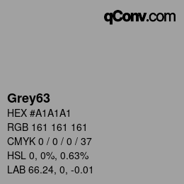 Nom de la couleur: Grey63 HEX #A1A1A1 | qconv.com