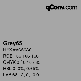 Nom de la couleur: Grey65 HEX #A6A6A6 | qconv.com