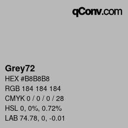 Nom de la couleur: Grey72 HEX #B8B8B8 | qconv.com