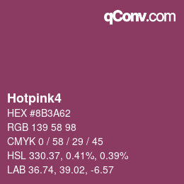 Farbname: Hotpink4 HEX #8B3A62 | qconv.com