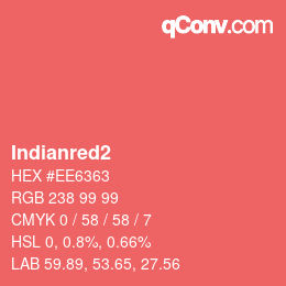 Nom de la couleur: Indianred2 HEX #EE6363 | qconv.com