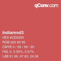 Nom de la couleur: Indianred3 HEX #CD5555 | qconv.com