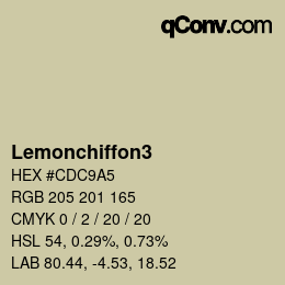 カラー名: Lemonchiffon3 HEX #CDC9A5 | qconv.com