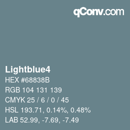 カラー名: Lightblue4 HEX #68838B | qconv.com