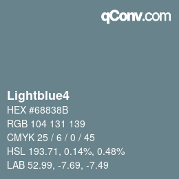 カラー名: Lightblue4 HEX #68838B | qconv.com