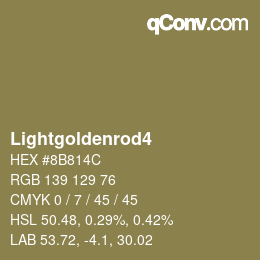 Nom de la couleur: Lightgoldenrod4 HEX #8B814C | qconv.com