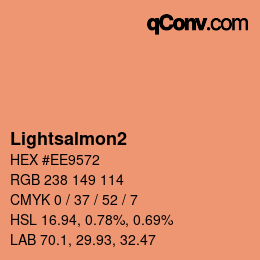 Nom de la couleur: Lightsalmon2 HEX #EE9572 | qconv.com