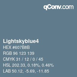 Nom de la couleur: Lightskyblue4 HEX #607B8B | qconv.com