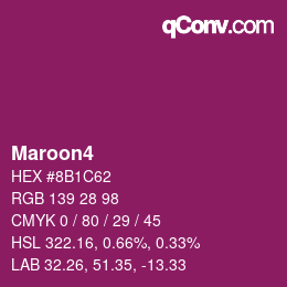 カラー名: Maroon4 HEX #8B1C62 | qconv.com