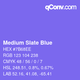 Color name: Medium Slate Blue HEX #7B68EE | qconv.com