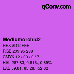 Nom de la couleur: Mediumorchid2 HEX #D15FEE | qconv.com