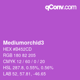 カラー名: Mediumorchid3 HEX #B452CD | qconv.com