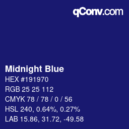 Nombre del color: Midnight Blue HEX #191970 | qconv.com