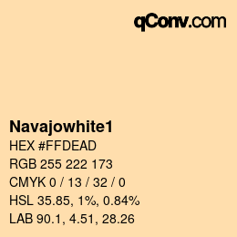 カラー名: Navajowhite1 HEX #FFDEAD | qconv.com
