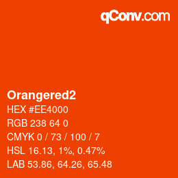 カラー名: Orangered2 HEX #EE4000 | qconv.com