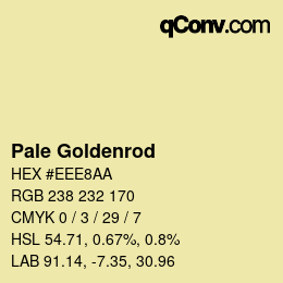 Nom de la couleur: Pale Goldenrod HEX #EEE8AA | qconv.com