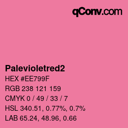 カラー名: Palevioletred2 HEX #EE799F | qconv.com