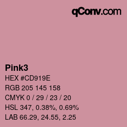 Nom de la couleur: Pink3 HEX #CD919E | qconv.com