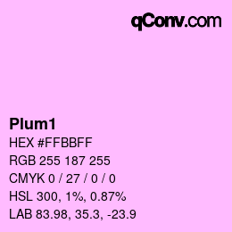 カラー名: Plum1 HEX #FFBBFF | qconv.com