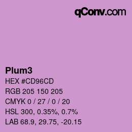 Nom de la couleur: Plum3 HEX #CD96CD | qconv.com