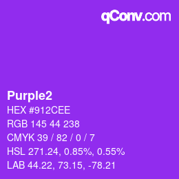 Nom de la couleur: Purple2 HEX #912CEE | qconv.com