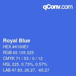 カラー名: Royal Blue HEX #4169E1 | qconv.com