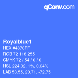 Nom de la couleur: Royalblue1 HEX #4876FF | qconv.com