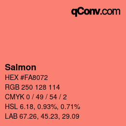 カラー名: Salmon HEX #FA8072 | qconv.com