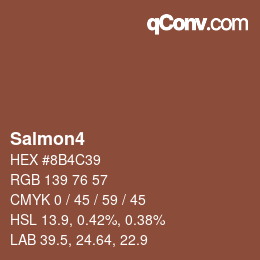 カラー名: Salmon4 HEX #8B4C39 | qconv.com