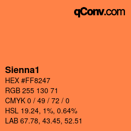 Nom de la couleur: Sienna1 HEX #FF8247 | qconv.com