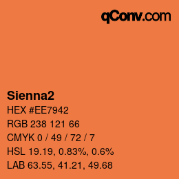 カラー名: Sienna2 HEX #EE7942 | qconv.com